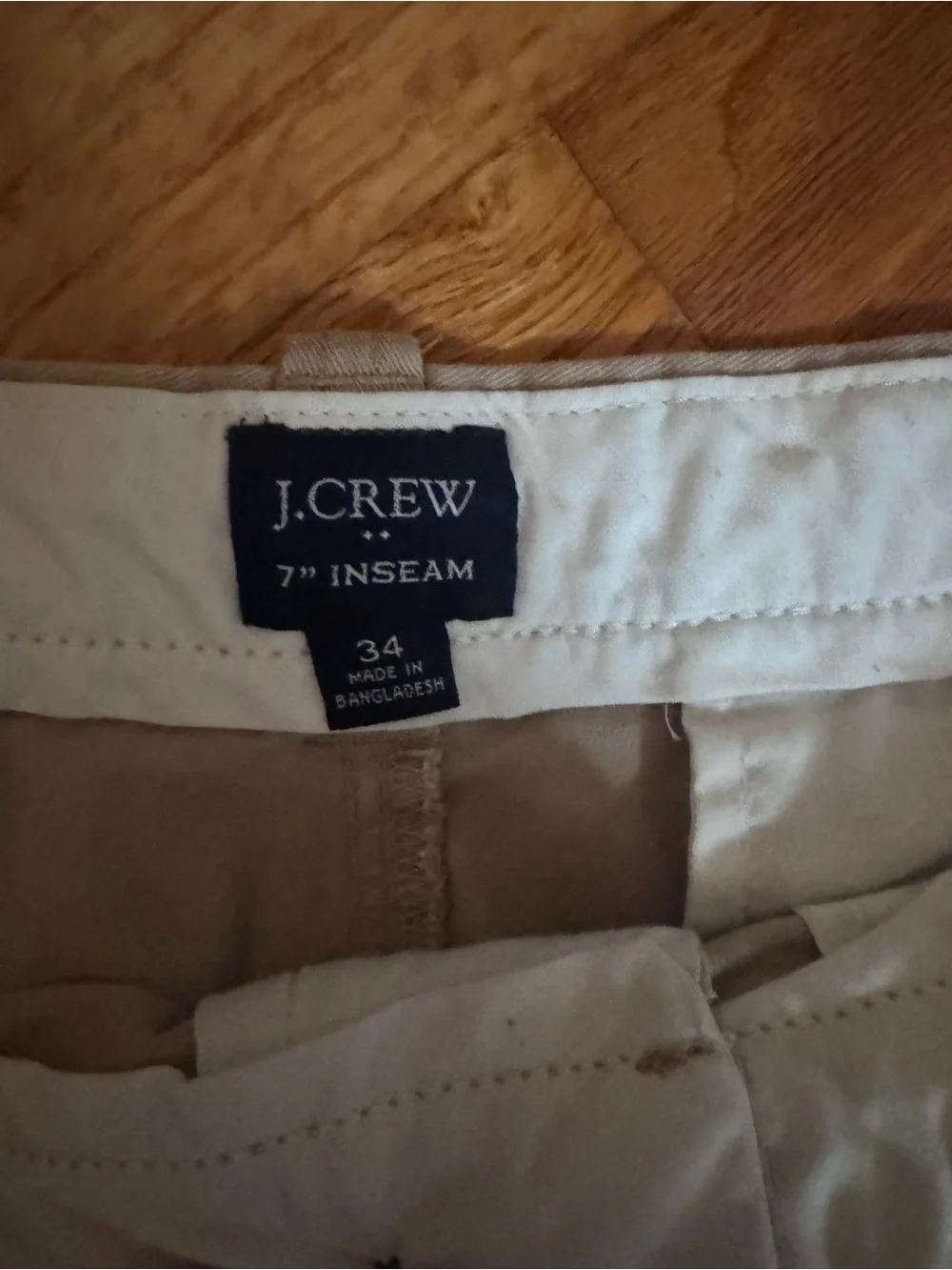Bundle 4 $10 items for $30 J. Crew Beige Flat Front 7” Chino Shorts size 34